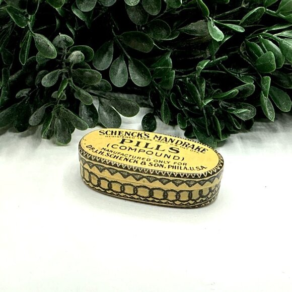 Vintage Schencks Mandrake Pills Compound Tin Box - Picture 2 of 5